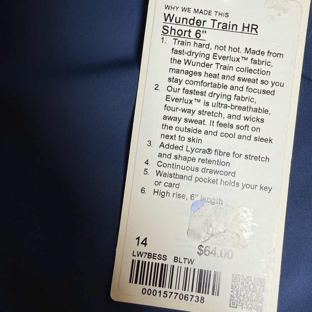 lululemon Wunder Train HR Short 6” NWT Size 14 Blue Twill - Picture 4 of 4